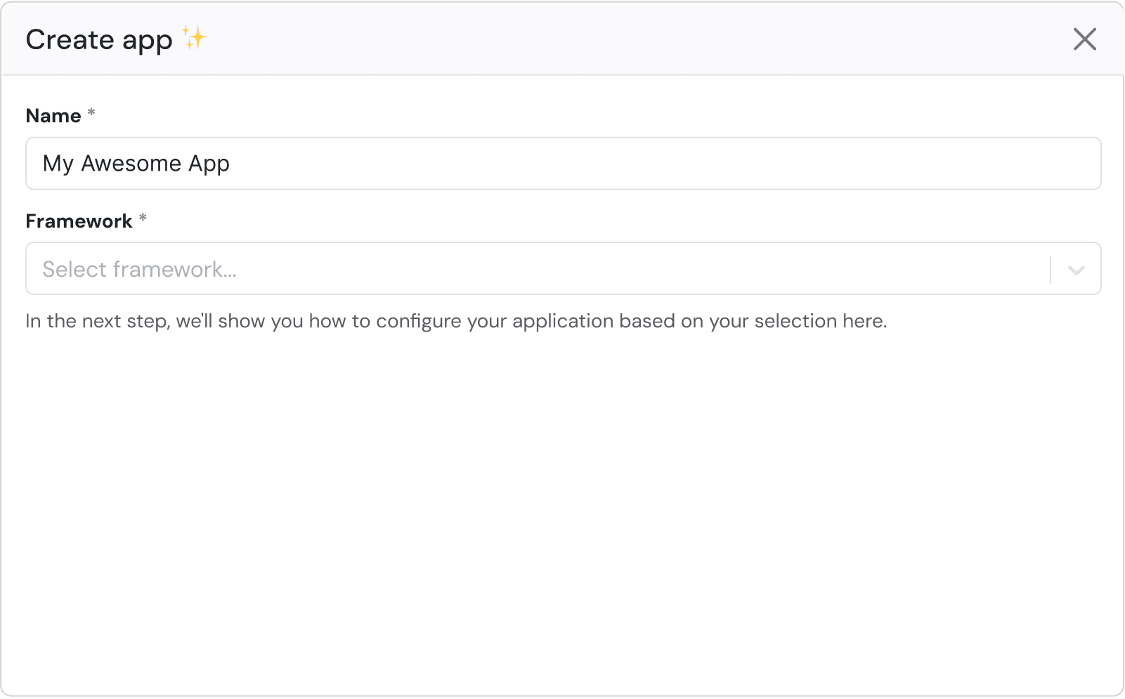 Create app modal